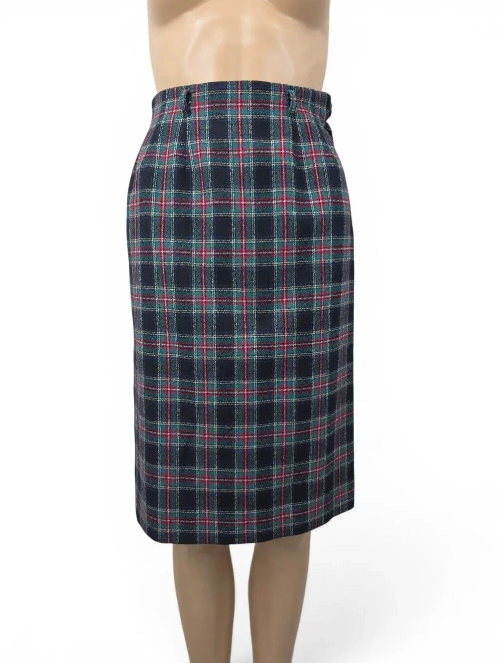 Pendelton Wool Vintage Authentic Black Stewart Tartan Plaid Pencil Skirt